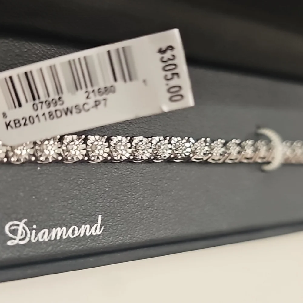 DIA 1/4 Cart Diamond Sterling Silver Rhodium Plated 7
